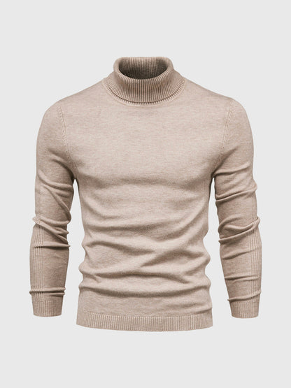 Pull col roulé homme style moderne - beige