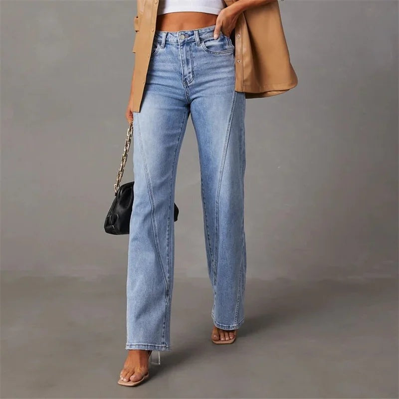 Jean femme coupe wide leg en denim