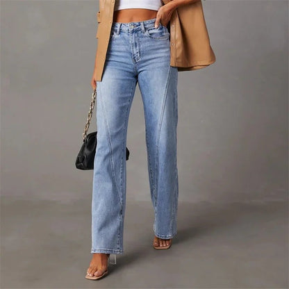 Jean femme coupe wide leg en denim