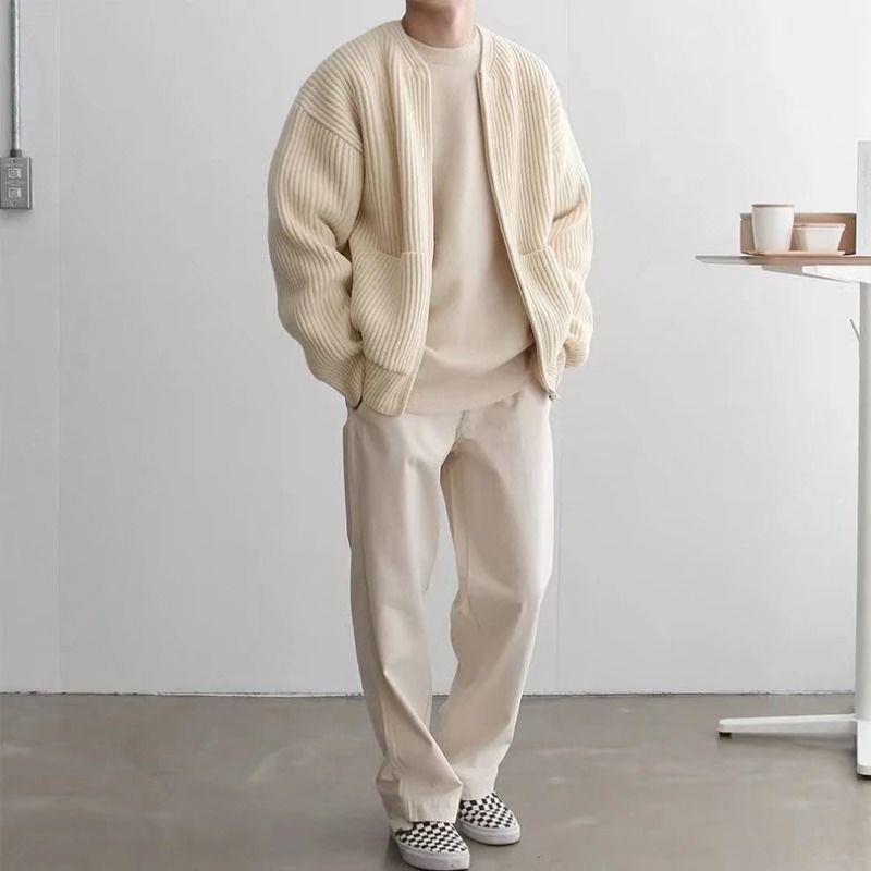 Cardigan zippé homme à col montant en maille