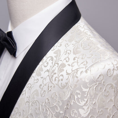 Costume homme pour mariage en bleu, noir, blanc et bordeaux