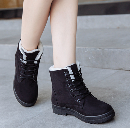 Bottes de neige femme plates à tige haute en tissu