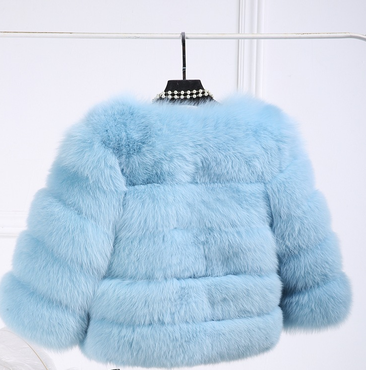 Manteau femme d'hiver court à effet fourrure bandes horizontales