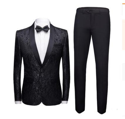 Costume homme pour mariage en bleu, noir, blanc et bordeaux