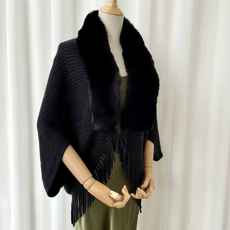 Châle uni en maille pour femme en hiver