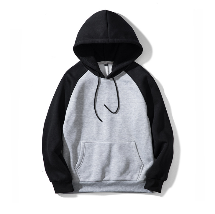 Sweat-shirt homme color block noir et jaune à manches raglan