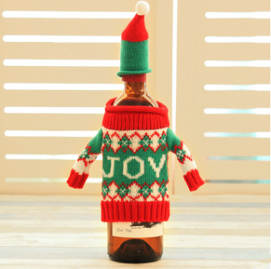 Housse de bouteille de Noël tricotée en laine, modèle sapin