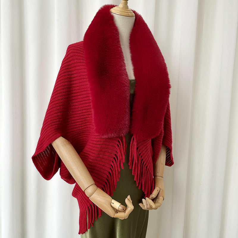 Châle uni en maille pour femme en hiver