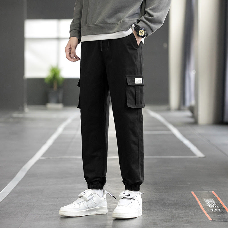 Pantalon cargo homme ample multi-poches en coton