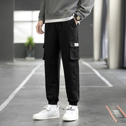 Pantalon cargo homme ample multi-poches en coton