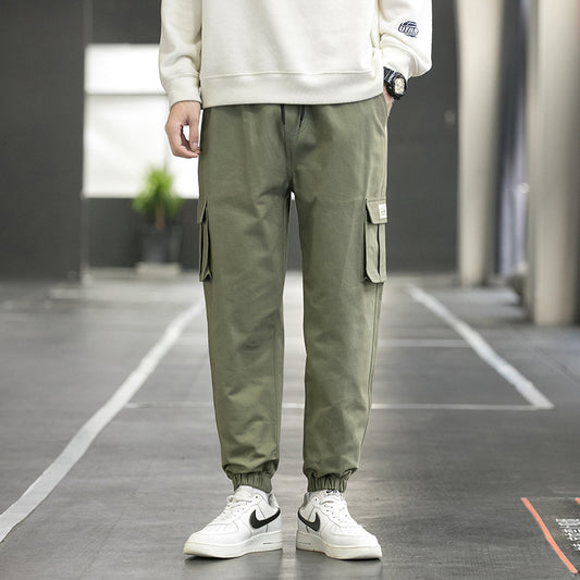 Pantalon cargo homme ample multi-poches en coton