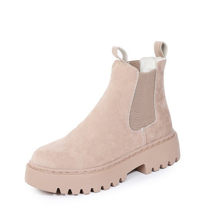 Bottines femme plateforme chelsea à élastiques latéraux et semelle crantée