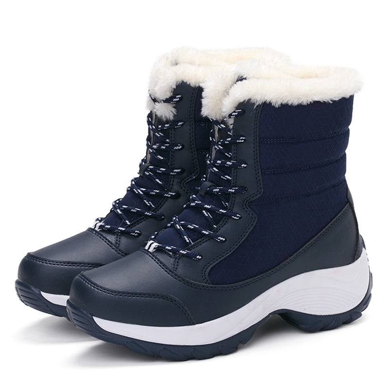 Bottines femme doublées peluche à talon compensé