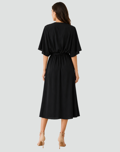 Robe portefeuille midi femme à nouer