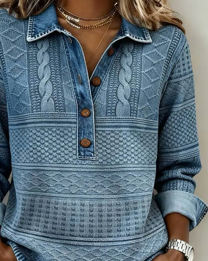 Sylvain | Haut maille effet denim col polo