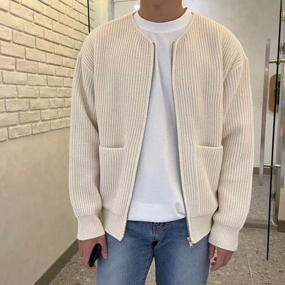Cardigan zippé homme à col montant en maille
