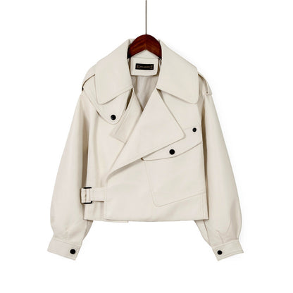 Veste motard courte femme avec zip, coupe slim