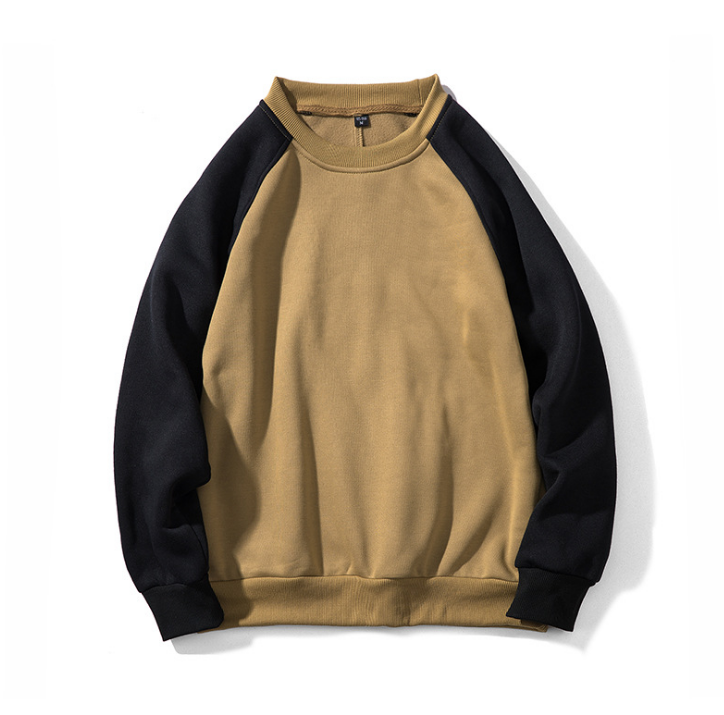 Sweat-shirt homme color block noir et jaune à manches raglan