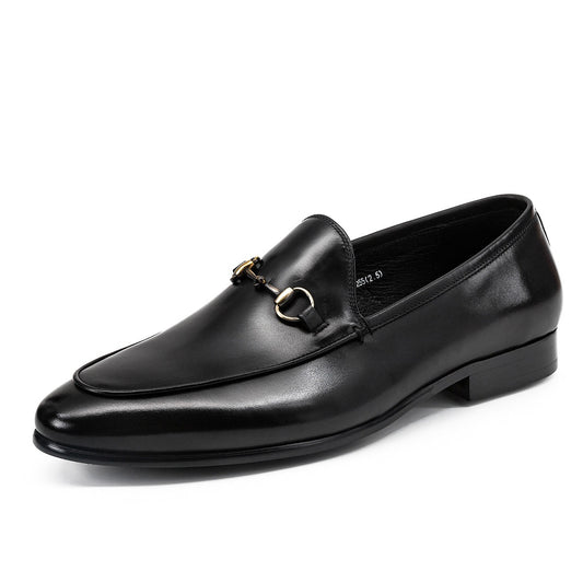 Mocassins homme en cuir bout rond à détail métallique