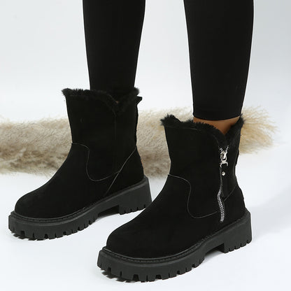 Bottes d'hiver fourrées femme noires et kaki