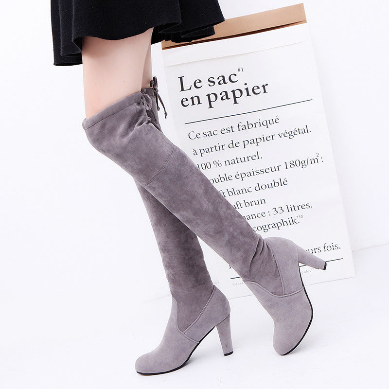 Bottes cuissardes femme à talon épais, tige au-dessus du genou