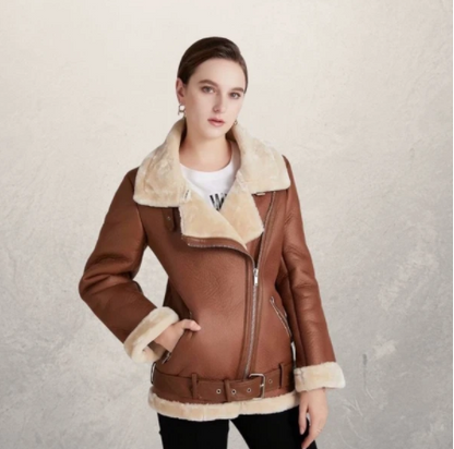 Veste motard femme à col polo en plusieurs coloris