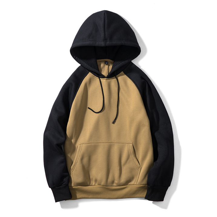 Sweat-shirt homme color block noir et jaune à manches raglan