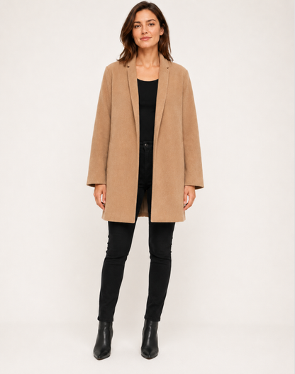 Manteau femme en laine coupe ville - teintes terre
