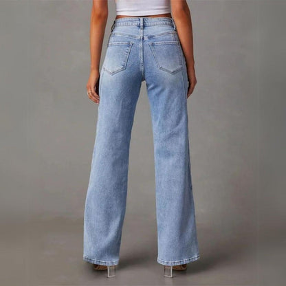 Jean femme coupe wide leg en denim
