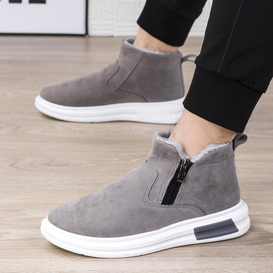 Bottes de neige homme grises à zip latéral