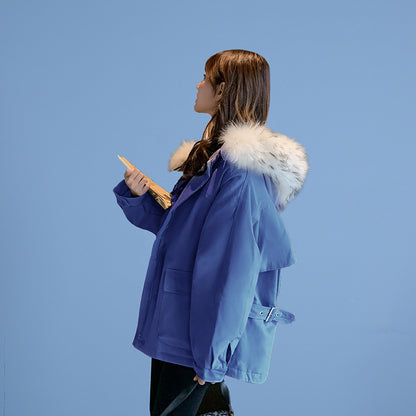 Manteau d'hiver femme ample à capuche en coton