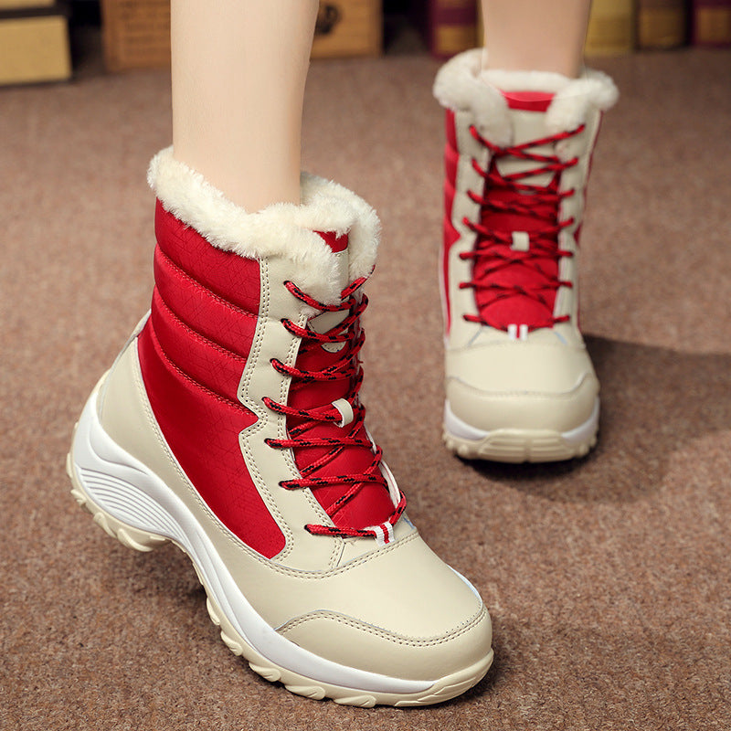 Bottines femme doublées peluche à talon compensé