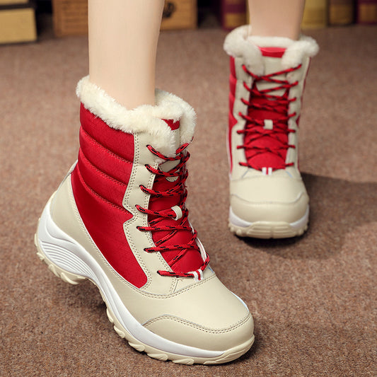 Bottines femme doublées peluche à talon compensé