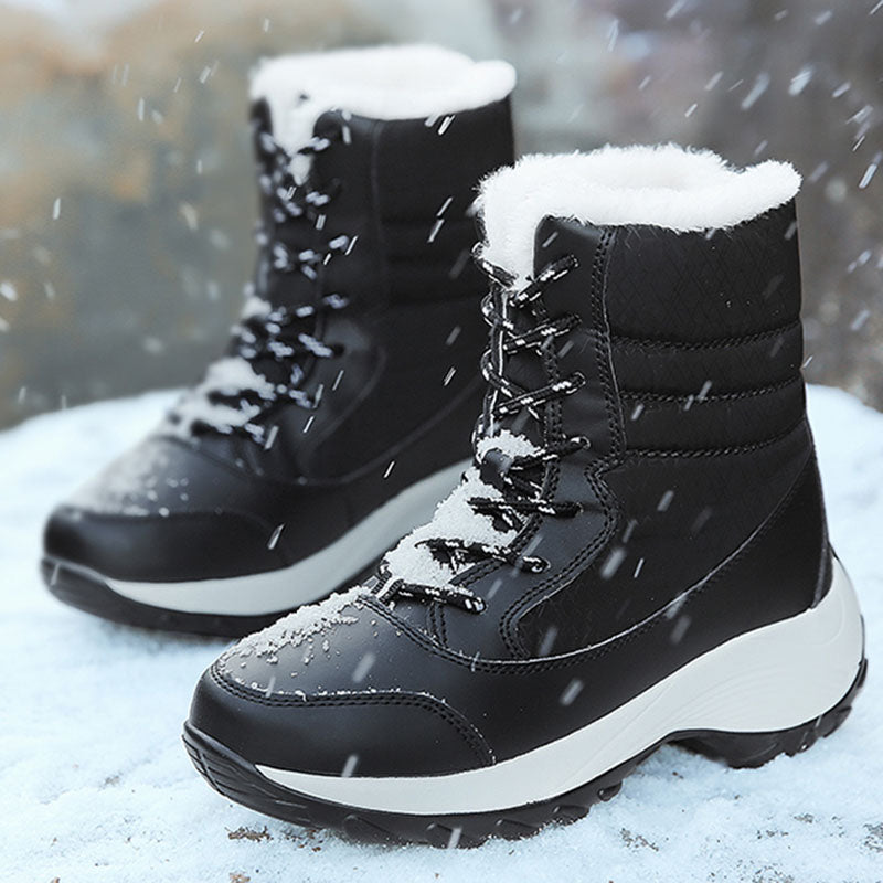Bottines femme doublées peluche à talon compensé
