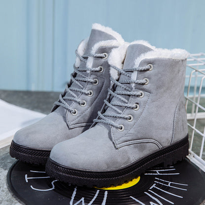 Bottes de neige femme plates à tige haute en tissu