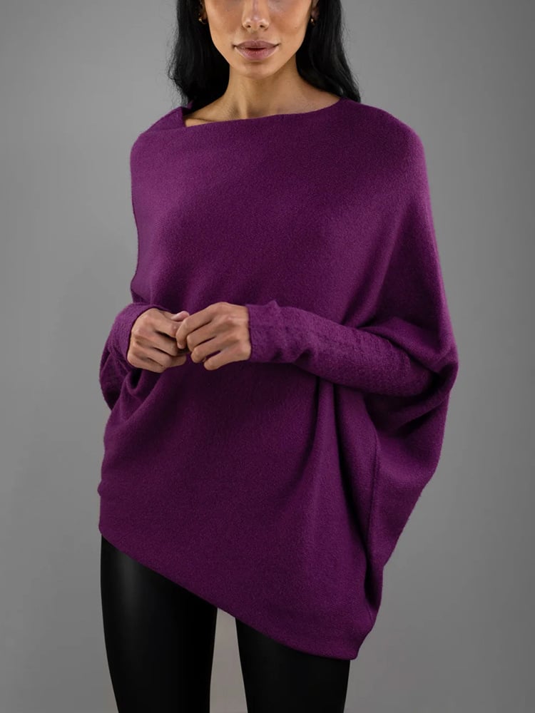 Pull femme à coupe asymétrique - violet