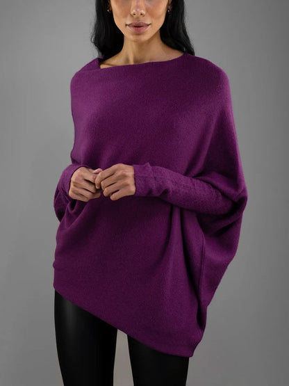 Pull femme à coupe asymétrique - violet