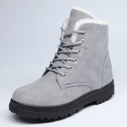 Bottines d'hiver femme doublées à lacets, tige haute