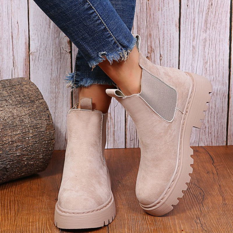 Bottines femme plateforme chelsea à élastiques latéraux et semelle crantée