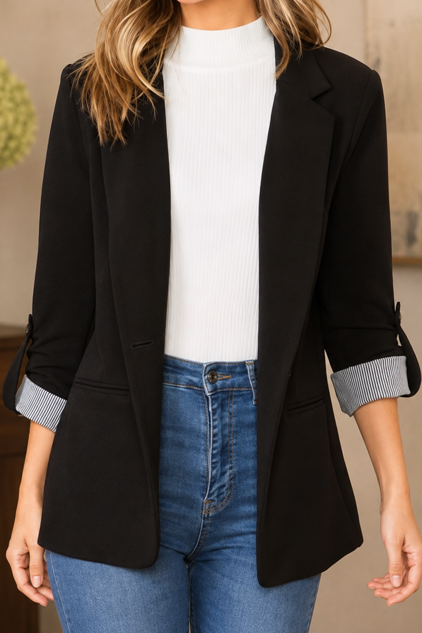 Blazer cardigan femme à revers structuré