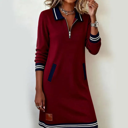 Robe mini polo à demi-zip pour femme