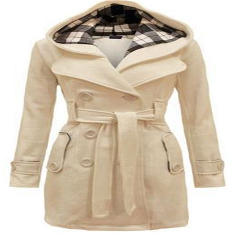 Manteau femme hiver boutonné à col large coupe ajustée