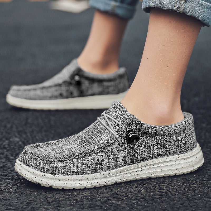 Mocassins toile homme casual à enfiler vue de profil