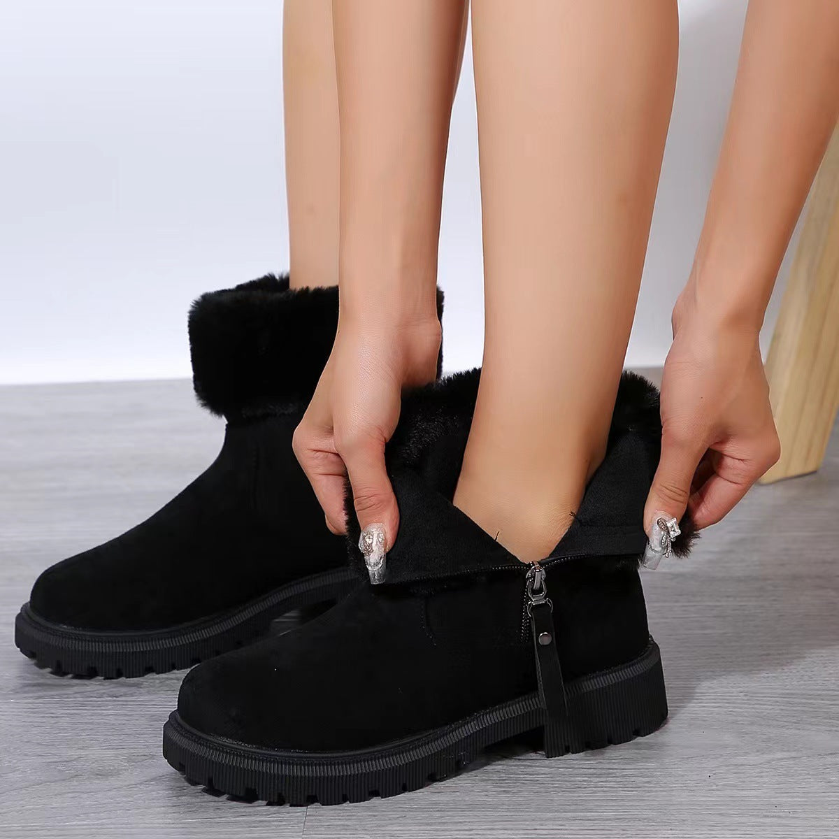 Bottes d'hiver femme fourrées à zip latéral