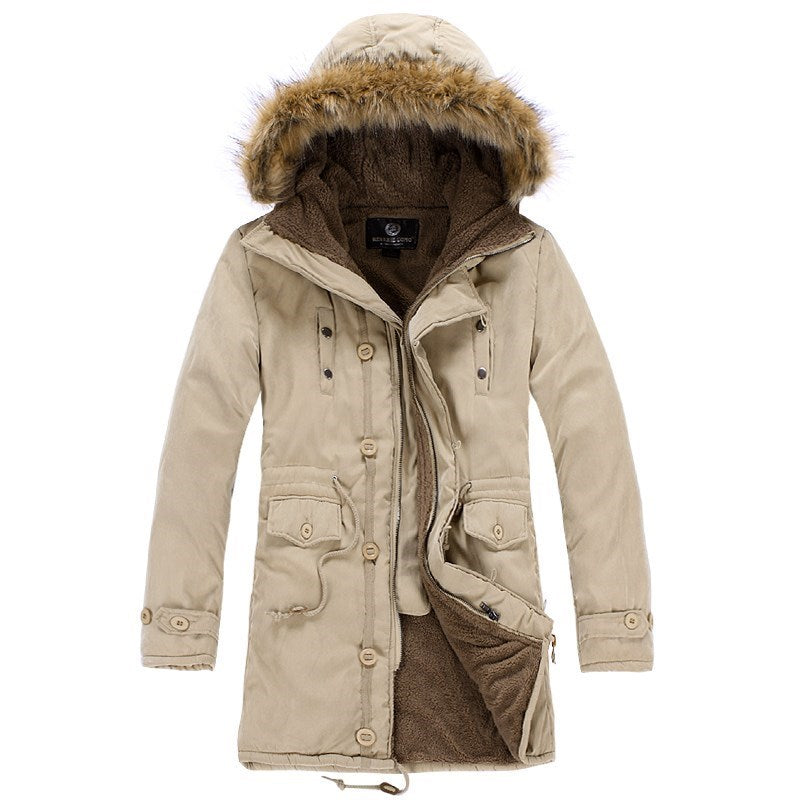 Parka homme à capuche pour l'hiver en kaki