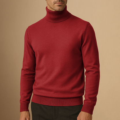 Pull à col roulé pour homme - rouge