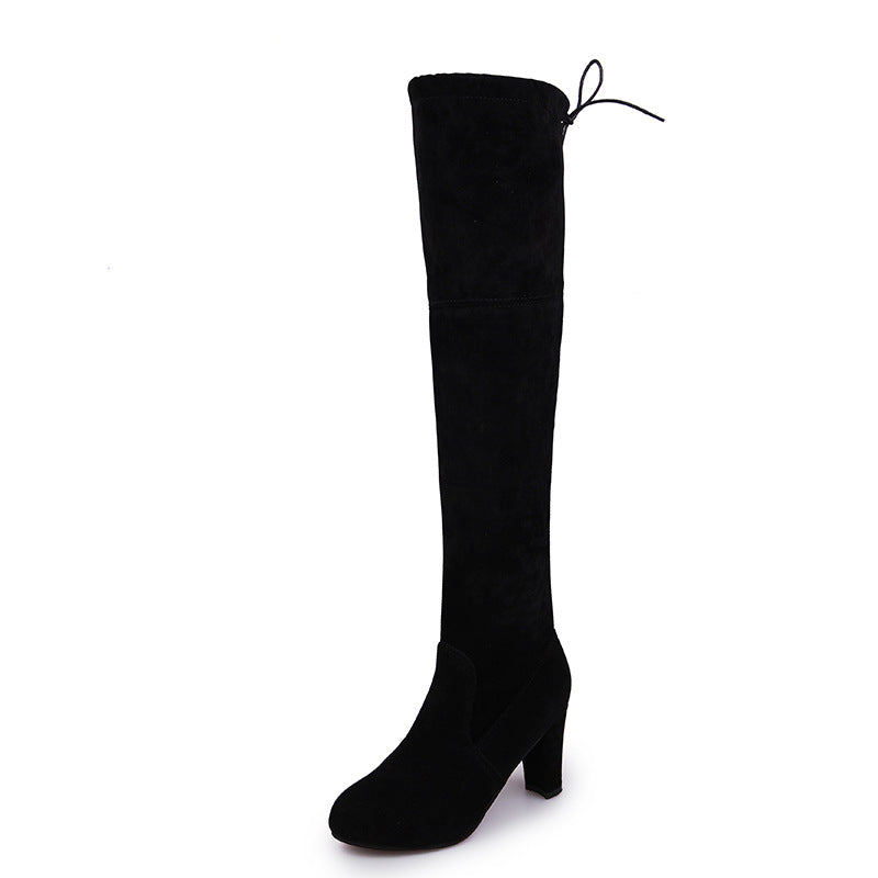 Bottes cuissardes femme à talon épais, tige au-dessus du genou