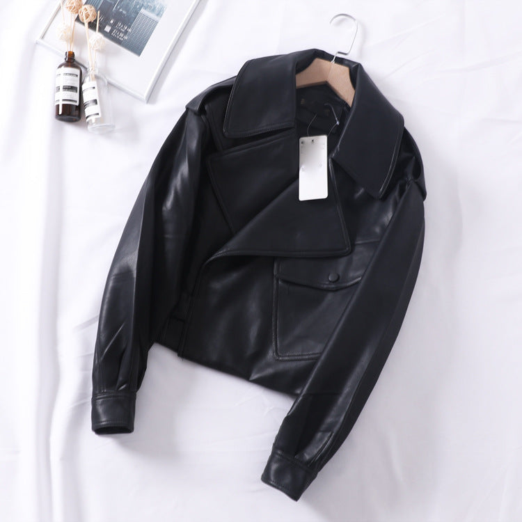 Veste motard courte femme avec zip, coupe slim