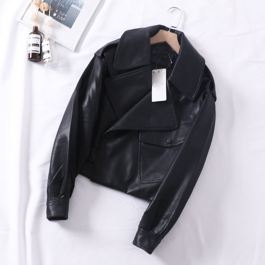 Veste motard courte femme avec zip, coupe slim