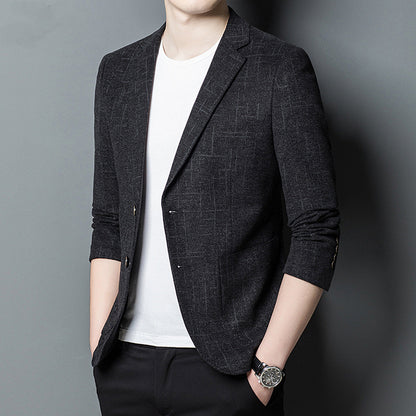 Veste homme noire jacquard col tailleur coupe slim